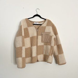 Storets / Vera Collarless Checkerboard Fleece Jacket S/M